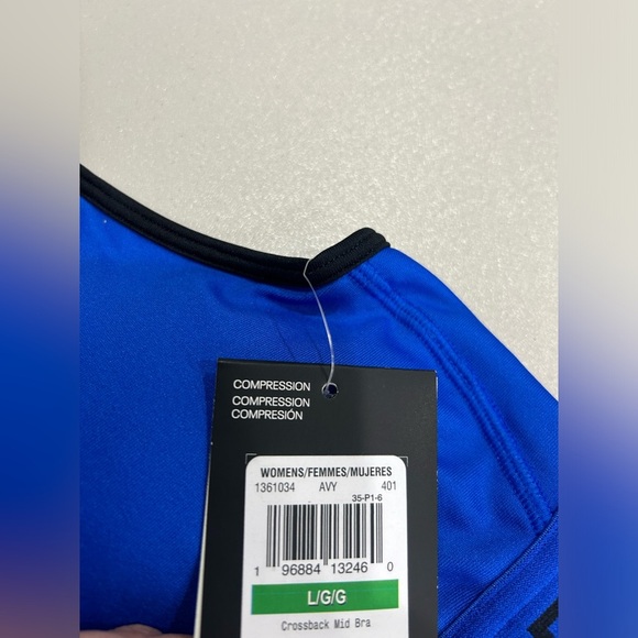 Under Armour Women's L Large Crossback Mid Medium-Impact Sports Bra Blue NWT - Picture 5 of 6